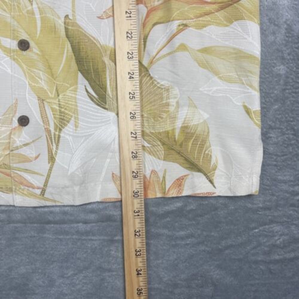 VTG Tommy Bahama Hawaiian Silk Shirt Men‎ Large Yellow Floral Button UP Camp EUC - Picture 6 of 8